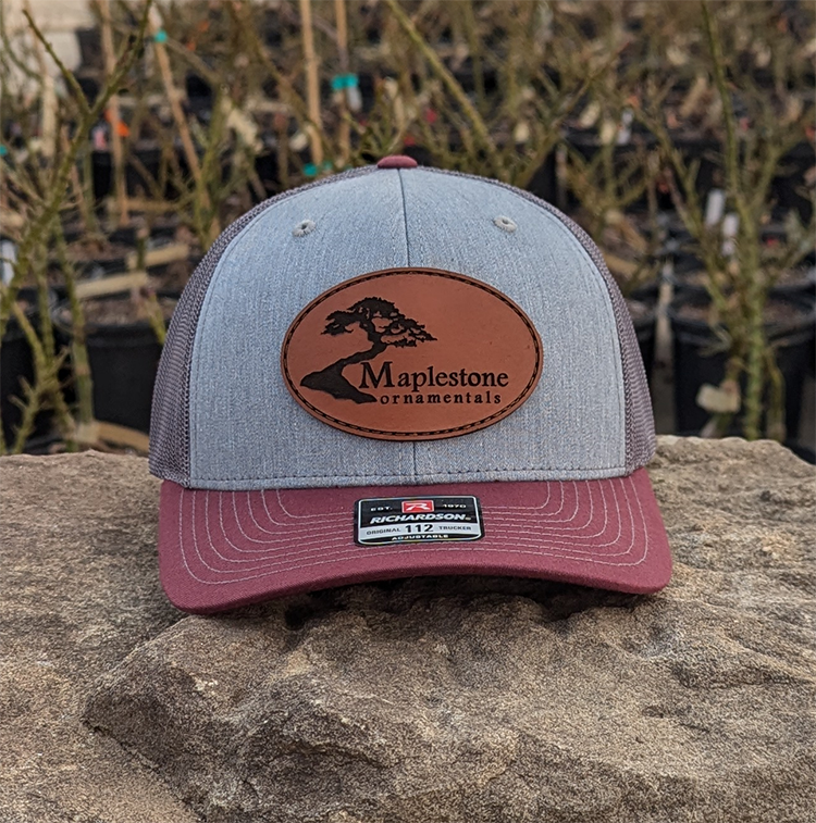 Richardson 112 Hat - Heather Grey/Maroon/Charcoal/Leather Patch