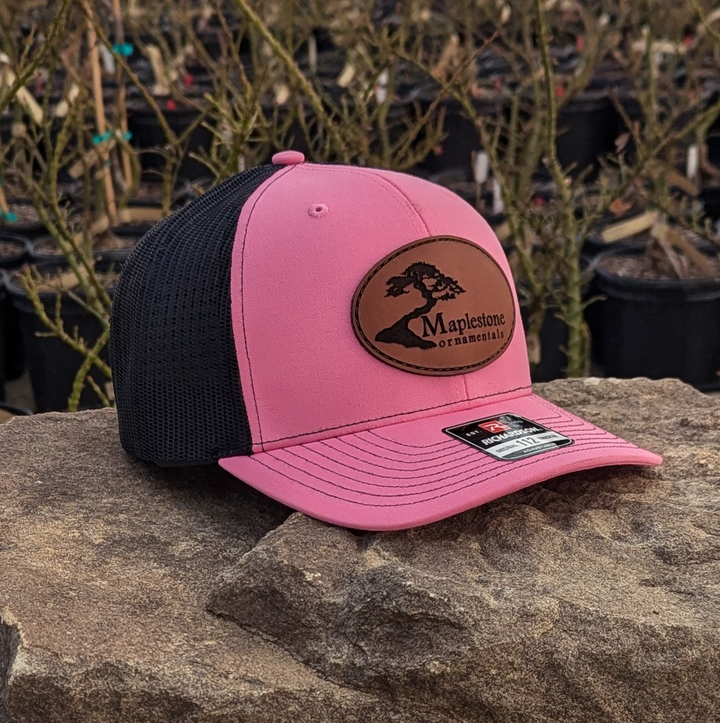 Richardson 112 Hat - Pink/Black/Leather Patch